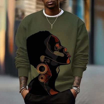 Men's crew-neck sweatshirt with graphic print, long-sleeved