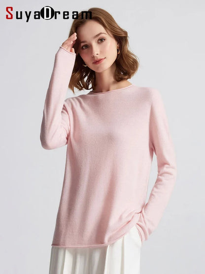 Women's Basic Fine-Knit Crew-Neck Long-Sleeve Sweater