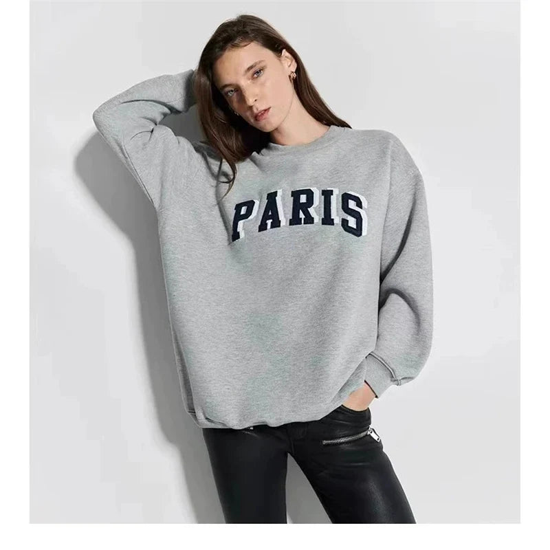 Women's Oversized Printed Sweatshirt Light Gray