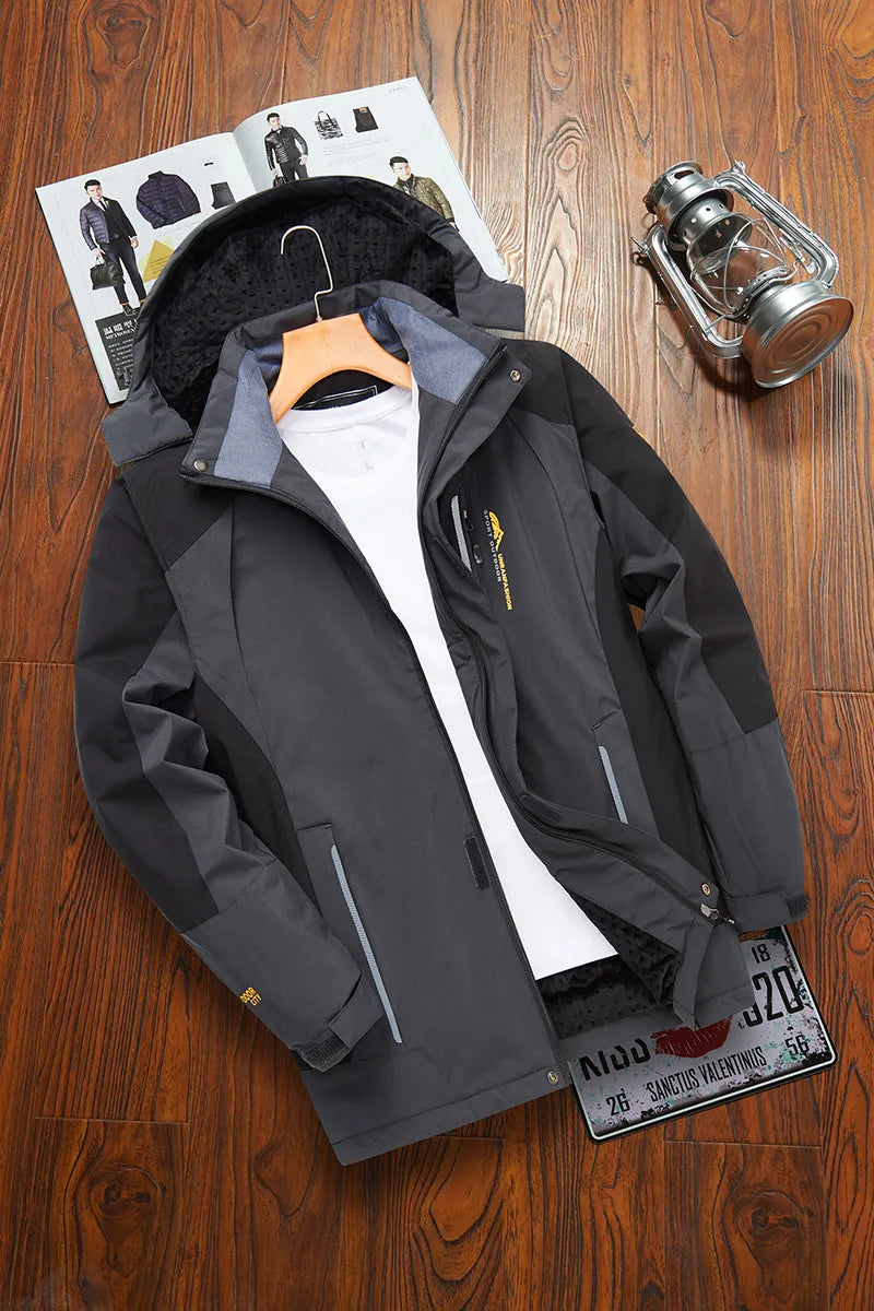 Herren Winter Outdoor Jacke mit Kapuze und Fleece Futter