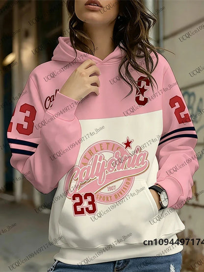 Hoodie für Damen mit "California Athletic" Print und Kängurutasche