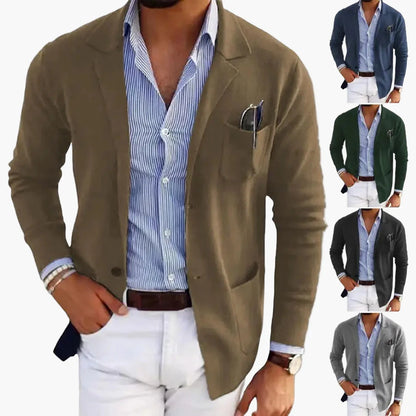 Men's Blazer Modern Single-Breasted Business Casual Jacket with Lapel and Pockets