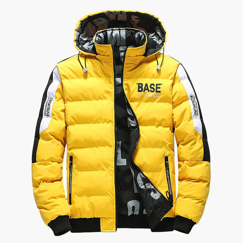 Men's Winter Quilted Jacket BASE Streetwear Hoodie Transitional Jacket Casual