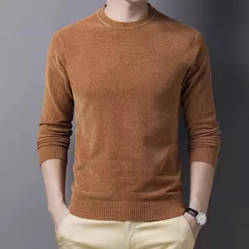 Men's crew-neck long-sleeve pullover winter warm knit pullover