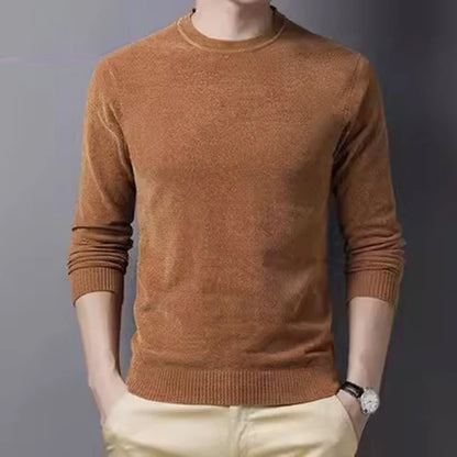 Men's crew-neck long-sleeve pullover winter warm knit pullover