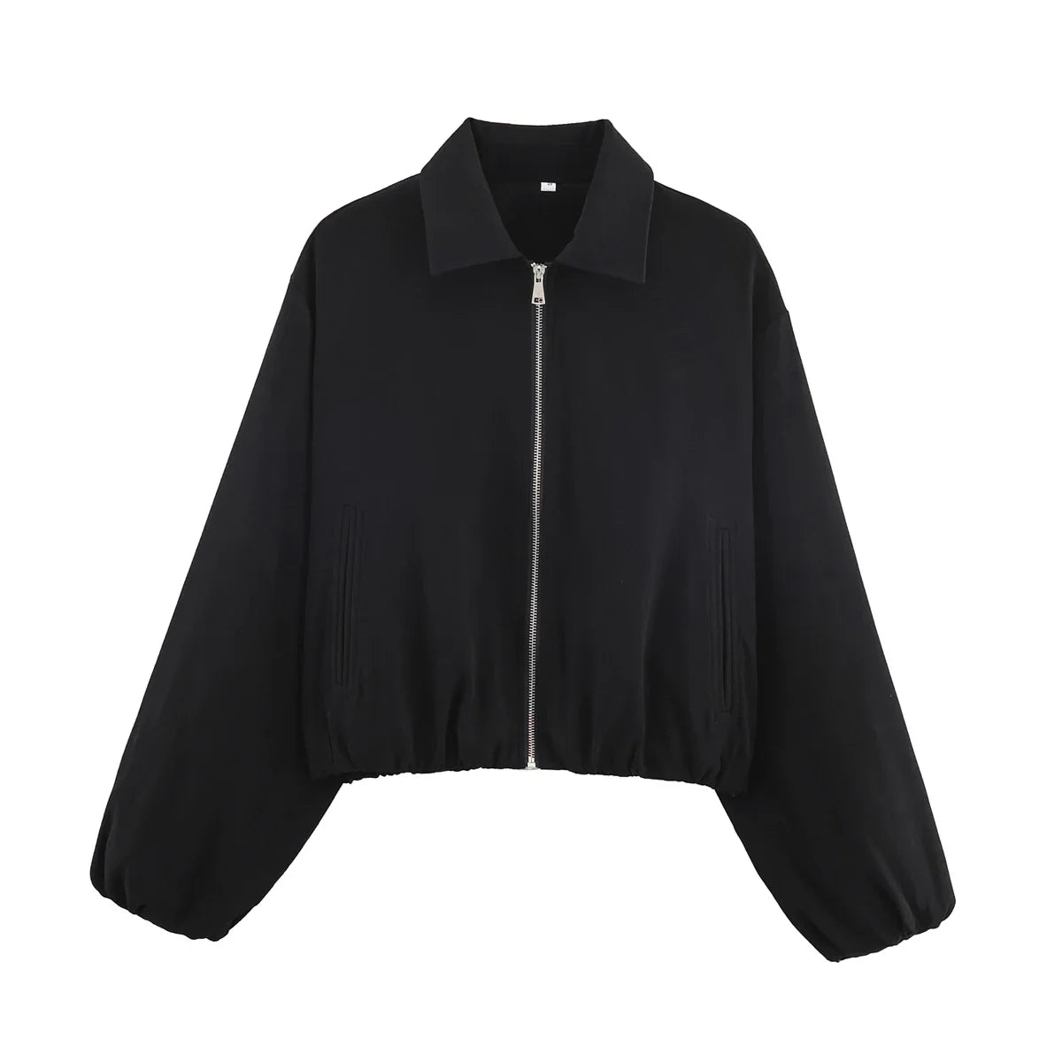 Women's cropped bomber jacket with zipper & collar
