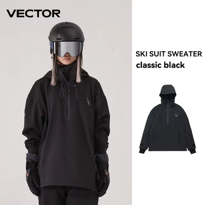 Unisex Ski Anorak Überziehjacke mit Kapuze und Reißverschluss