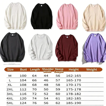 Unisex Long-Sleeve Crew-Neck Basic Pullover Sweatshirt