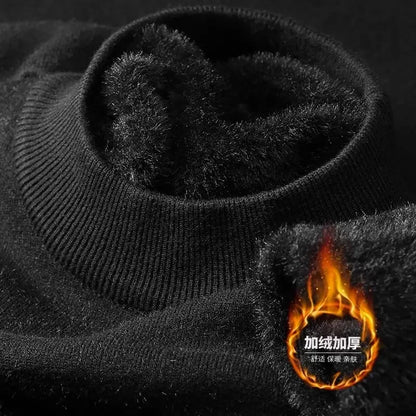 Unisex winter pullover with plush lining - turtleneck or crew neck