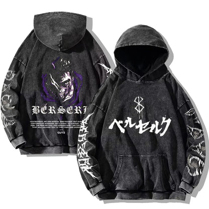 Oversized washed unisex hoodie with graphic print
