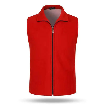 Unisex fleece vest with stand-up collar and zipper