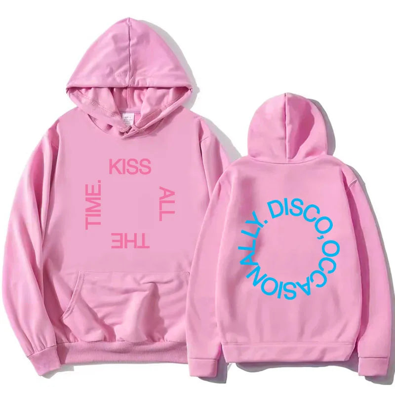 Unisex hoodie with hood, kangaroo pocket, and lettering