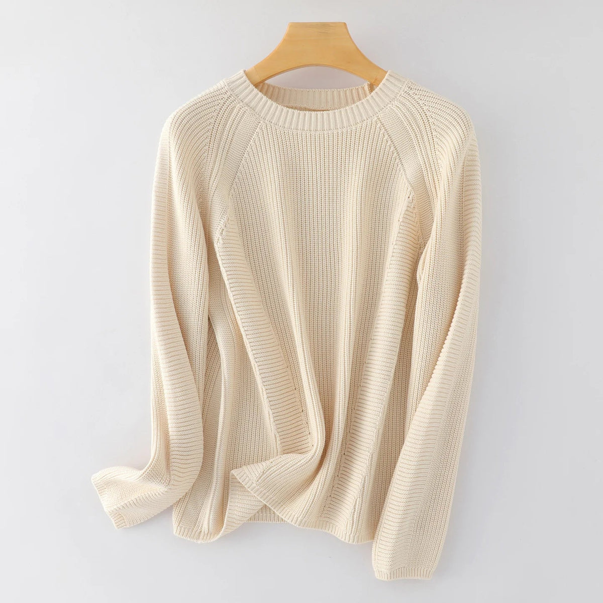 Unisex Long-Sleeve Ribbed-Knit Crew-Neck Casual Top