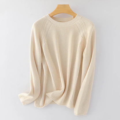 Unisex Long-Sleeve Ribbed-Knit Crew-Neck Casual Top
