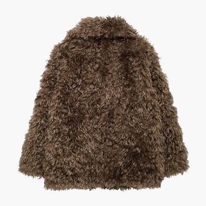 Damen Oversized Vintage Kuscheljacke für Herbst und Winter – Modischer Statement-Look