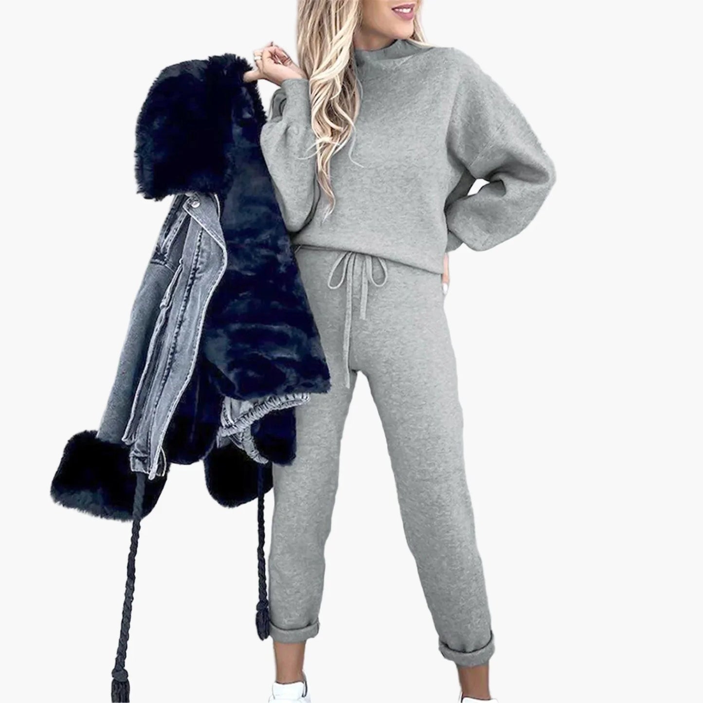 Women's Casual Two-Piece Set – Fashionable Lounge Outfit with Wide-Leg Pants and Long-Sleeve Shirt, Perfect for Everyday & Streetwear