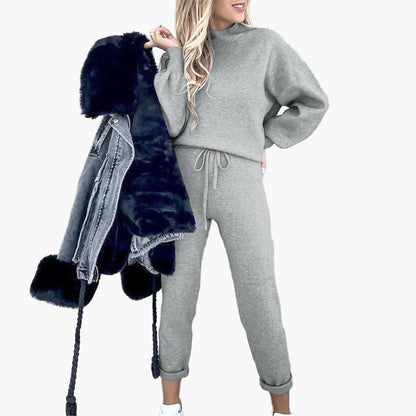 Women's Casual Two-Piece Set – Fashionable Lounge Outfit with Wide-Leg Pants and Long-Sleeve Shirt, Perfect for Everyday & Streetwear