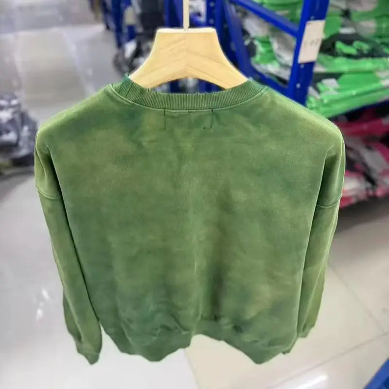 Unisex Crew-Neck Ombre Sweatshirt with Rhinestone Details