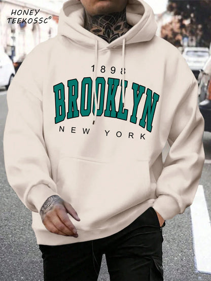 Unisex Kapuzenpullover mit Kordelzug und Schriftzug Aufdruck