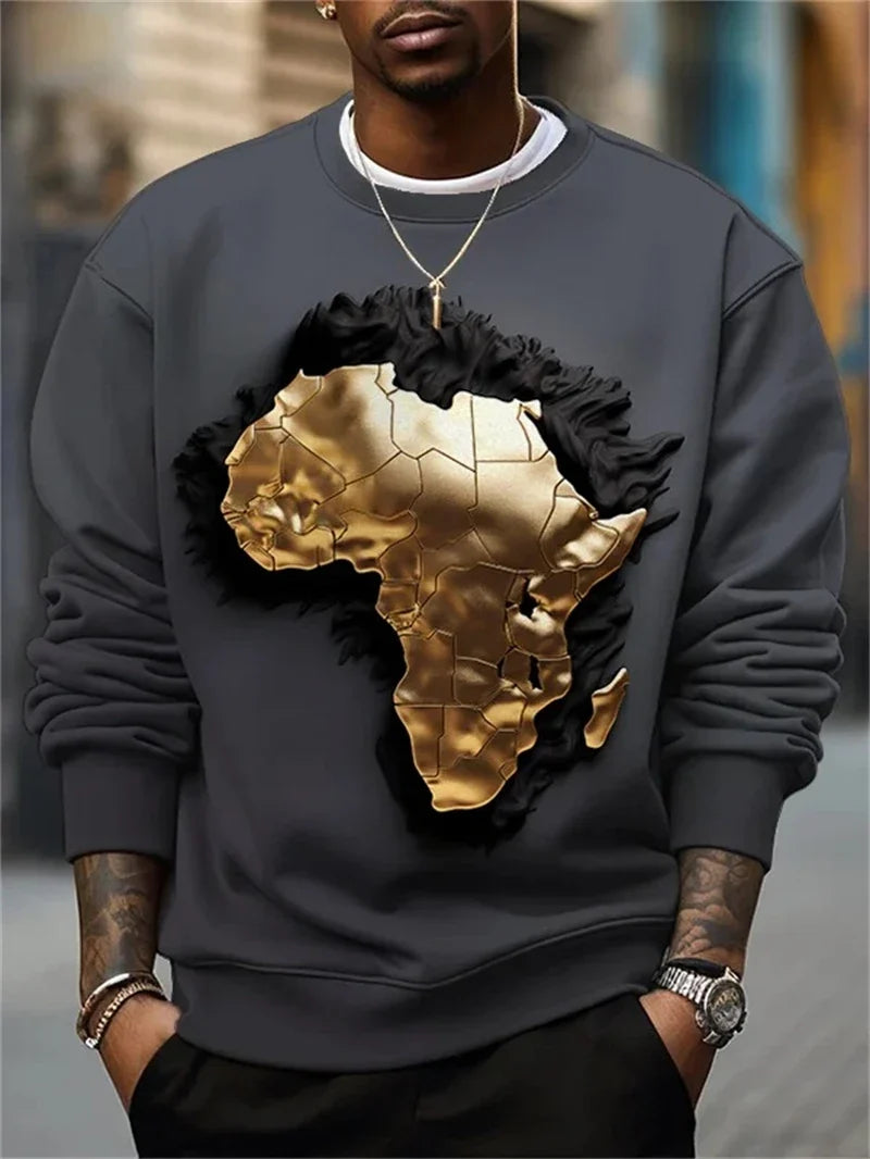 Men's crew-neck sweatshirt with graphic print, long-sleeved