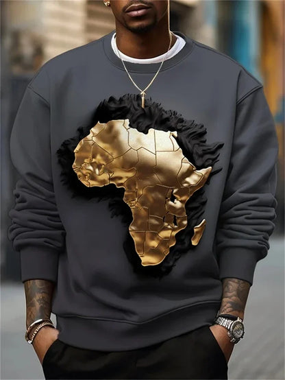 Men's crew-neck sweatshirt with graphic print, long-sleeved