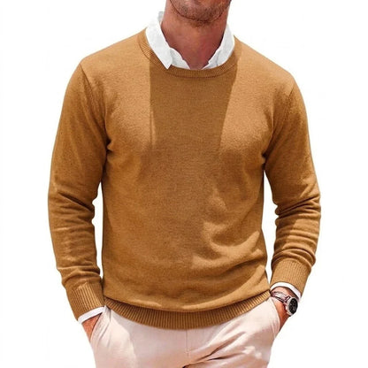 Herren Rundhals Pullover Basic Strickpullover Langarm Feinstrick