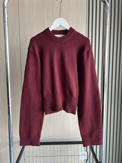 Damen Cropped Pullover Rundhals Langarm