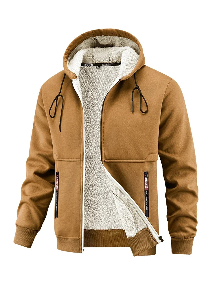 Herren Hoodie Jacke gefüttert mit Reißverschluss und Kapuze