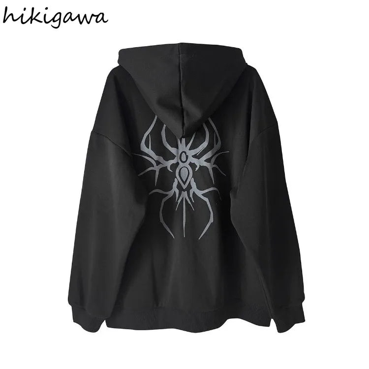 Unisex oversized zip-up hoodie with Gothic print