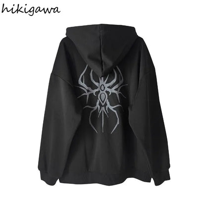Unisex oversized zip-up hoodie with Gothic print