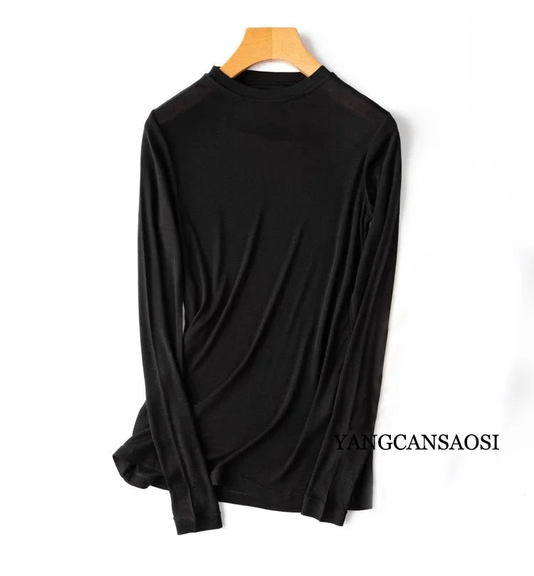 Women's Crew Neck Turtleneck Basic Slim-Fit Long-Sleeve Top