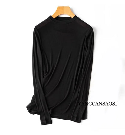 Women's Crew Neck Turtleneck Basic Slim-Fit Long-Sleeve Top