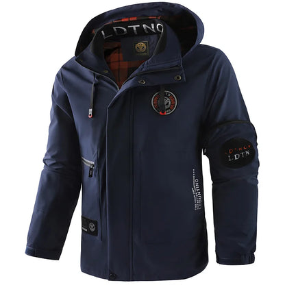 Herren Winterjacke mit Kapuze Winddicht Warm Gefüttert Mehreren Taschen