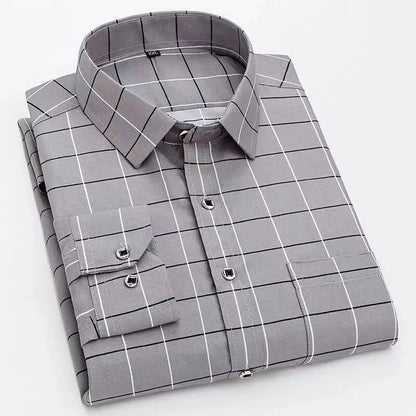 Men's Business Casual Shirt with Stripe Pattern – Elegant Long-Sleeve Shirt for Office & Everyday Use