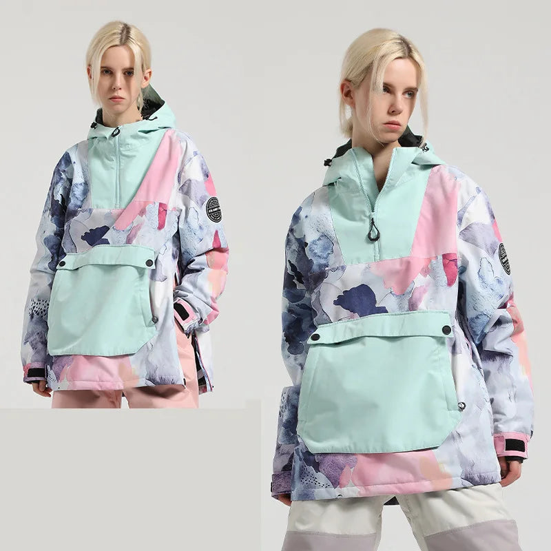 Unisex Winterjacke Anorak mit Kapuze, Reißverschluss & großer Kängurutasche – Wasserdichte Übergangsjacke
