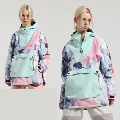 Unisex Winterjacke Anorak mit Kapuze, Reißverschluss & großer Kängurutasche – Wasserdichte Übergangsjacke