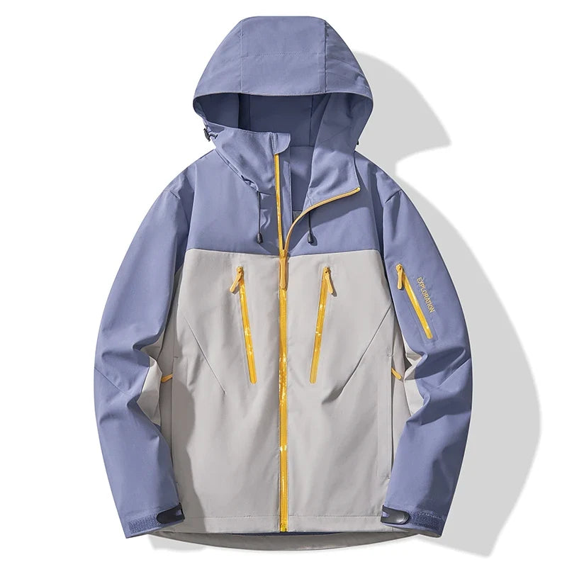 Unisex Kapuzenjacke Outdoor Wasserdicht mit Reißverschlusstaschen