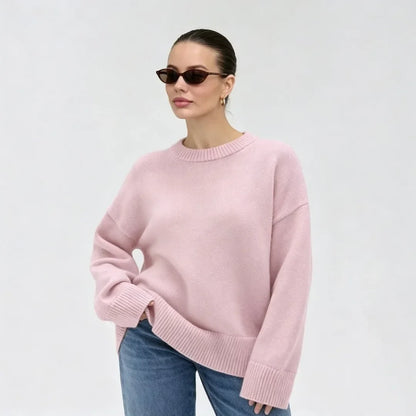 Women's Oversized Loose-Fit Crew-Neck Knit Sweater