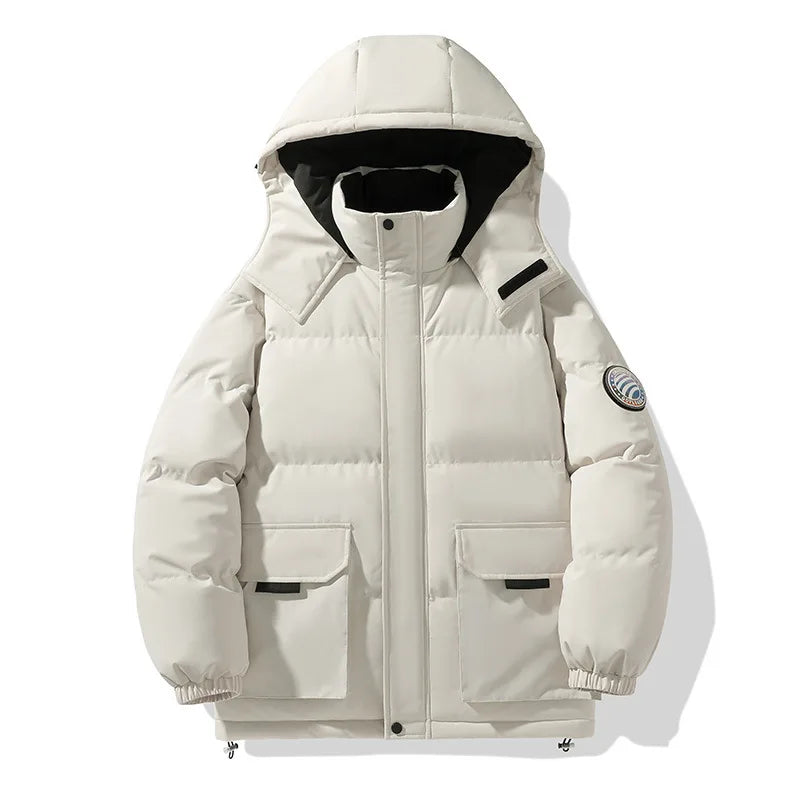 Men's Black Padded Winter Hooded Jacket