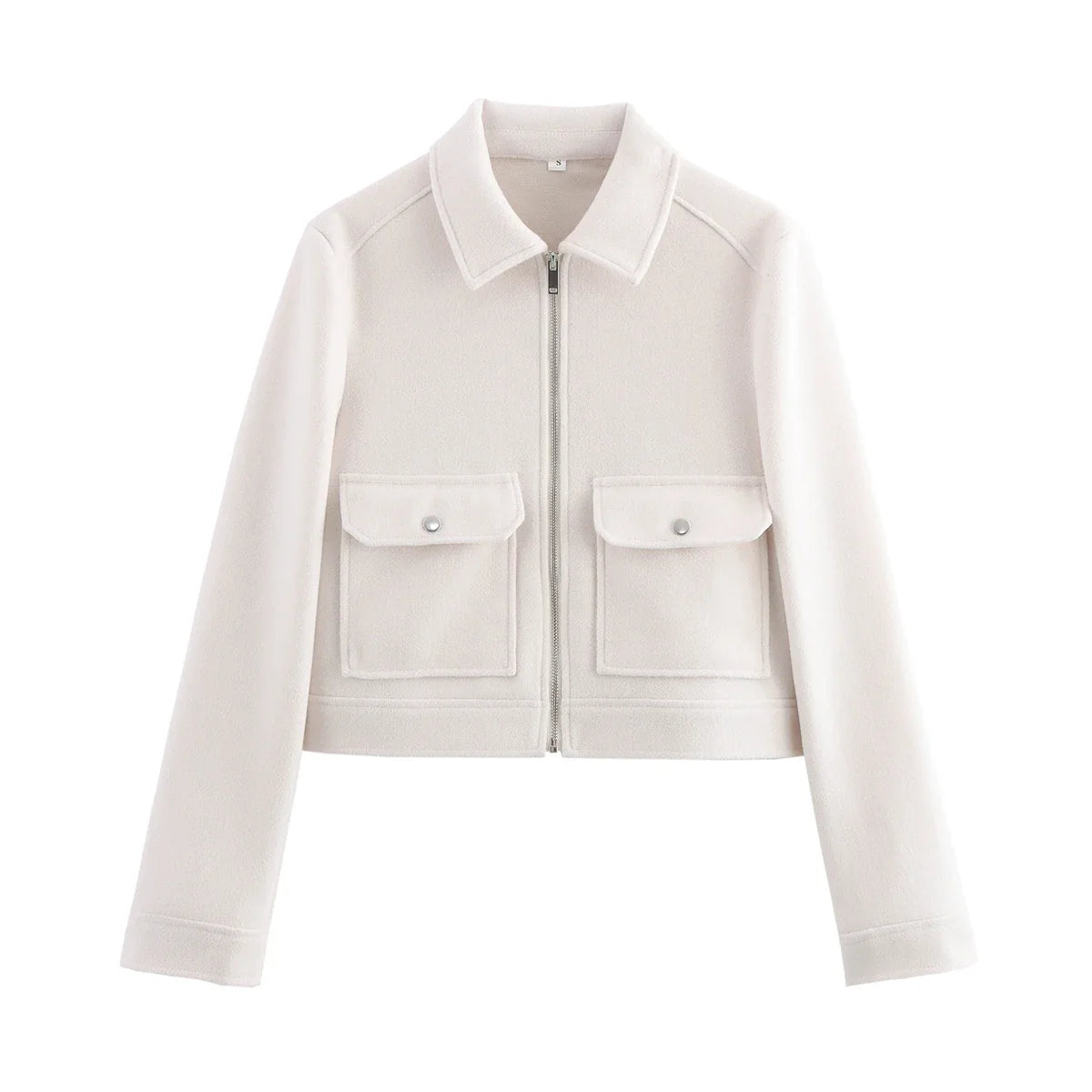 Short Jacket with Zipper and Flap Pockets
