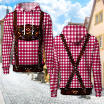 Hoodie with traditional leather pants design and hood