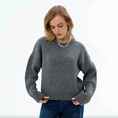 Women's oversized crew-neck long-sleeve knit sweater