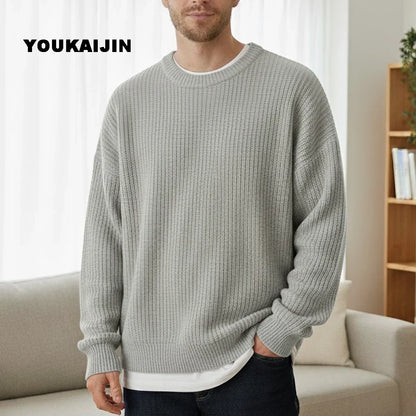Men's chunky-knit sweater, crew neck, relaxed fit