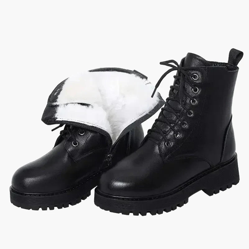 Women's winter ankle boots with heels and laces – Warm lined fashion boots