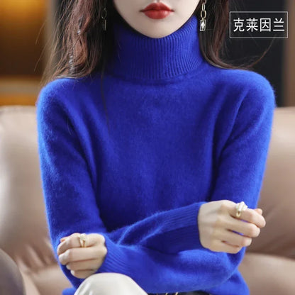 Women's turtleneck sweater long sleeves fine-knit sweater soft material