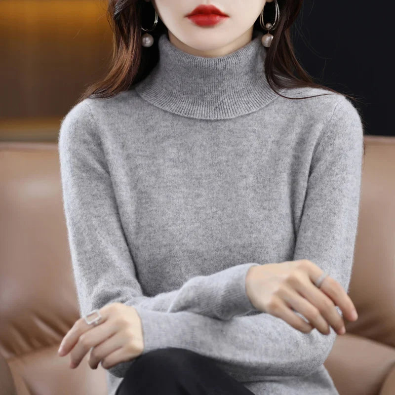 Women's turtleneck sweater made of soft material long sleeves in various colors