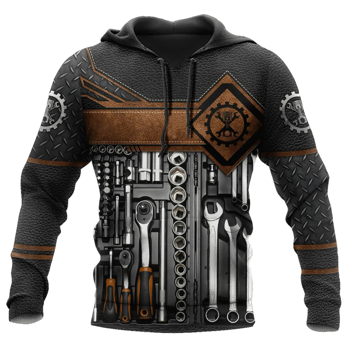 Hoodie mit Mechaniker-Thema und Grafikdruck, verschiedene Designs
