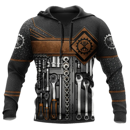 Hoodie mit Mechaniker-Thema und Grafikdruck, verschiedene Designs