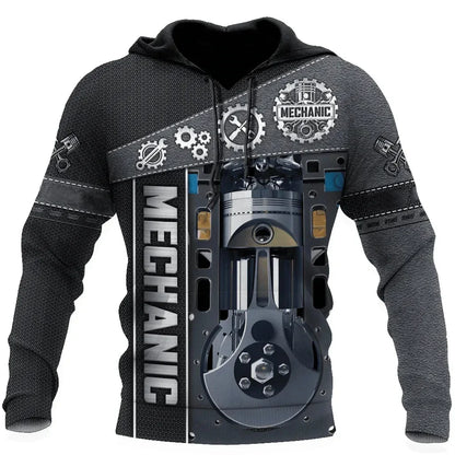 Hoodie mit Mechaniker-Thema und Grafikdruck, verschiedene Designs