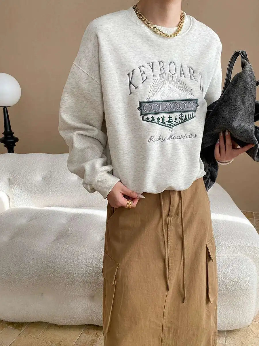 Unisex Sweatshirt Rundhalsausschnitt Print Rocky Mountains